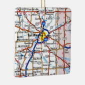 Fort Wayne Indiana Map Keramisch Ornament (Rechts)