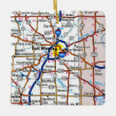 Fort Wayne Indiana Map Keramisch Ornament (Voorkant)