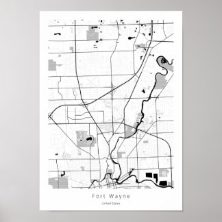 Fort Wayne Indiana Moderne Minimale Eenvoudige Kaa Poster