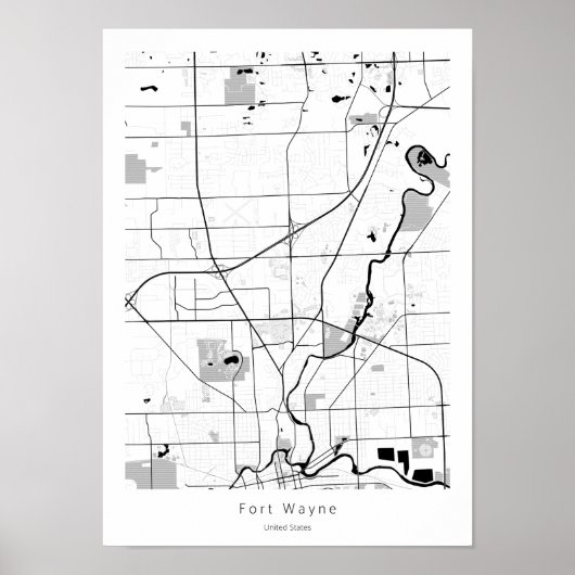 Fort Wayne Indiana Moderne Minimale Eenvoudige Kaa Poster (Voorkant)