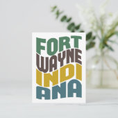 Fort Wayne Indiana Retro Wave Briefkaart (Staand voorkant)