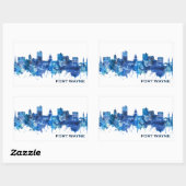 Fort Wayne Indiana Skyline Blue Rechthoekige Sticker (Vel)
