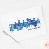 Fort Wayne Indiana Skyline Blue Rechthoekige Sticker (Envelop)