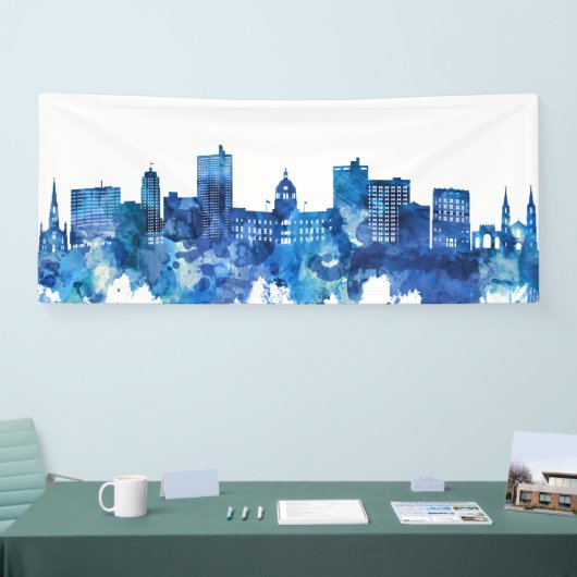 Fort Wayne Indiana Skyline Blue Spandoek (Beurs)