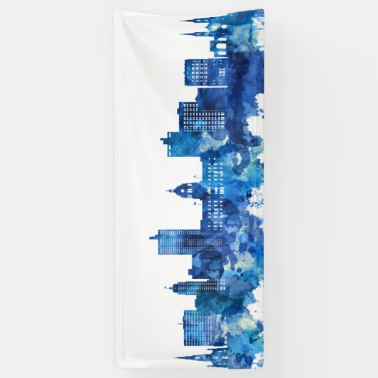 Fort Wayne Indiana Skyline Blue Spandoek (Verticaal)
