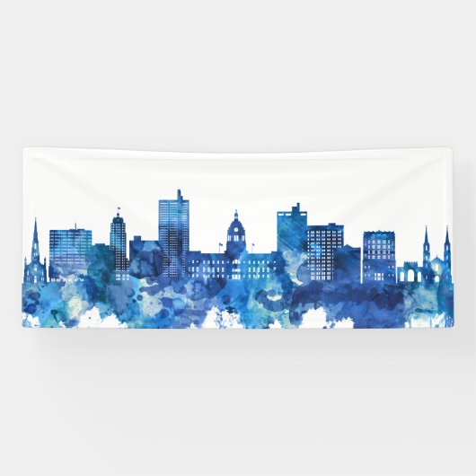 Fort Wayne Indiana Skyline Blue Spandoek (Horizontaal)