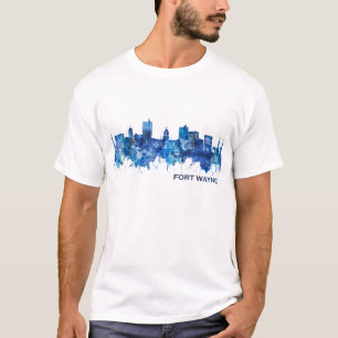 Fort Wayne Indiana Skyline Blue T-shirt