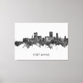 Fort Wayne Indiana Skyline BW Canvas Afdruk (Voorkant)