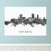Fort Wayne Indiana Skyline BW Canvas Afdruk (Insitu (Houten vloer))