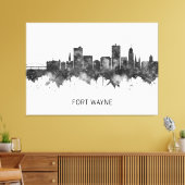 Fort Wayne Indiana Skyline BW Canvas Afdruk (Insitu (Woonkamer))