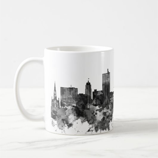 Fort Wayne Indiana Skyline BW Koffiemok (Links)