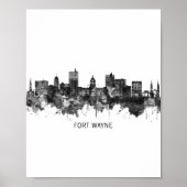 Fort Wayne Indiana Skyline BW Poster (Voorkant)
