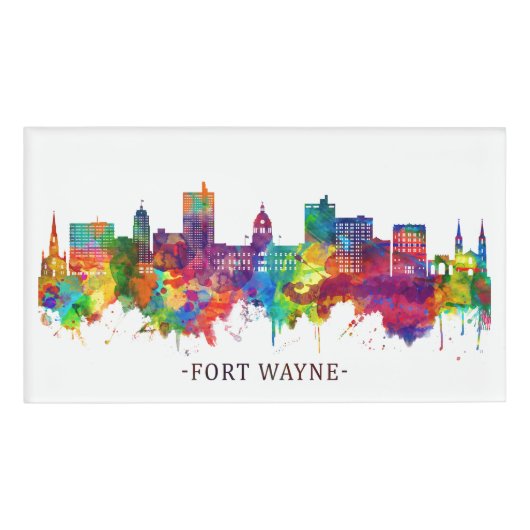 Fort Wayne Indiana Skyline Naambadge (Voorkant)