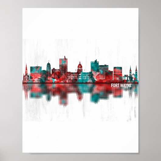 Fort Wayne Indiana Skyline Poster (Voorkant)