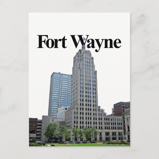Fort Wayne Indiana Skyline w/Fort Wayne in the Sky Briefkaart (Voorkant)