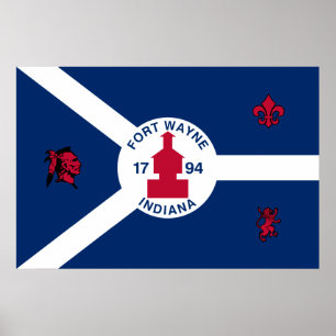 Fort Wayne, Indiana, Verenigde Staten vlag Poster