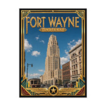 Fort Wayne Indiana Vintage Art Deco Gouden Tijdper