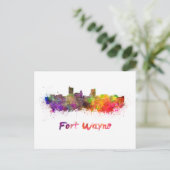 Fort Wayne skyline in watercolor Briefkaart (Staand voorkant)