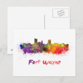 Fort Wayne skyline in watercolor Briefkaart (Voorkant / Achterkant)