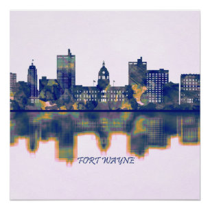 Fort Wayne Skyline Perfect Poster