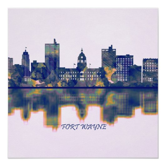 Fort Wayne Skyline Perfect Poster (Voorkant)