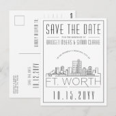Fort Wort Wedding | Gestileerde skyline De datum o Briefkaart (Voorkant / Achterkant)