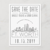 Fort Wort Wedding | Gestileerde skyline De datum o Briefkaart (Voorkant)