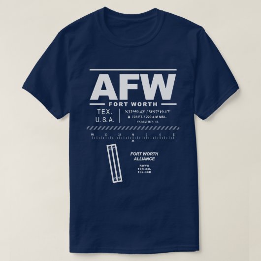 Fort Worth Alliance Airport AFW T-shirt (Design voorkant)