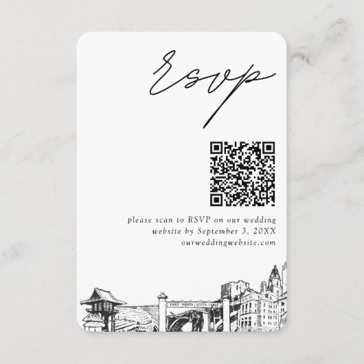 Fort Worth Bruiloft RSVP QR Code Small Informatiekaartje (Voorkant)
