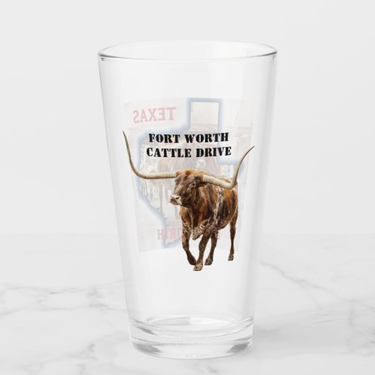 Fort Worth Cattle Drive, Beer Glass Glas (Achterkant)