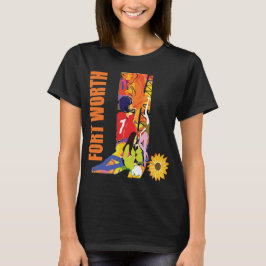 Fort Worth Cowgirl Retro Oranje Reis T-shirt