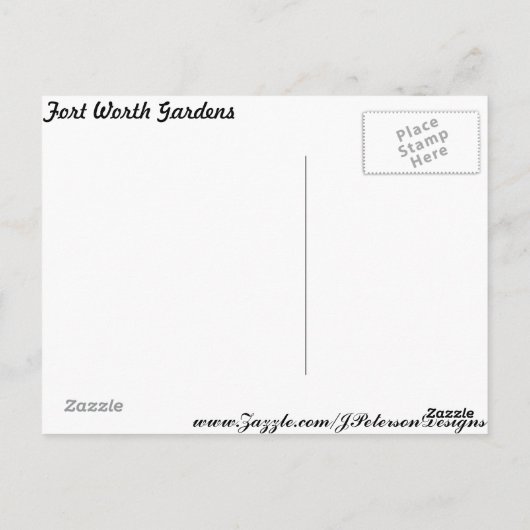 Fort Worth Garden Statue # 2 Briefkaart (Achterkant)