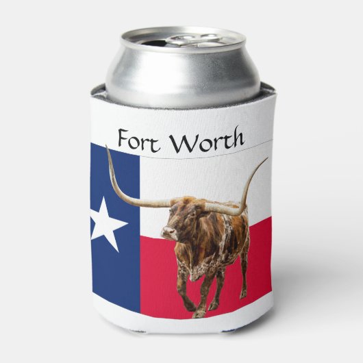Fort Worth Longhorns & Flag Koelbox Blikjeskoeler (Blikje Voorkant)