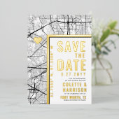 Fort Worth Love Locator | Bruiloft Bewaar de datum Folie Uitnodiging (Staand Voorkant)