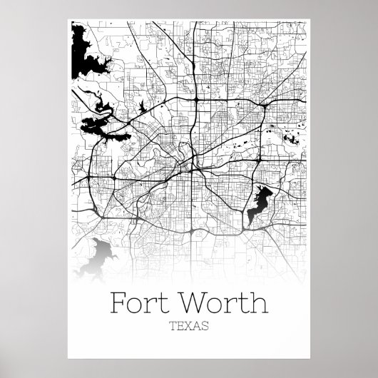 Fort Worth Map - Texas - City Map Poster (Voorkant)
