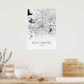 Fort Worth Map - Texas - City Map Poster (Keuken)