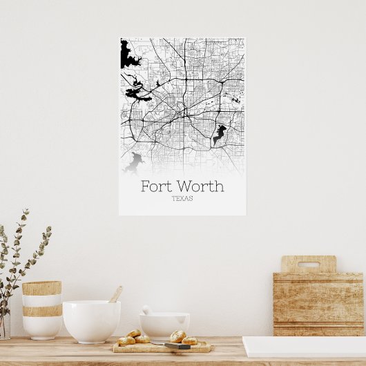 Fort Worth Map - Texas - City Map Poster (Keuken)