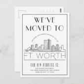 Fort Worth Modern Deco Skyline | Adres wijzigen Briefkaart (Voorkant / Achterkant)