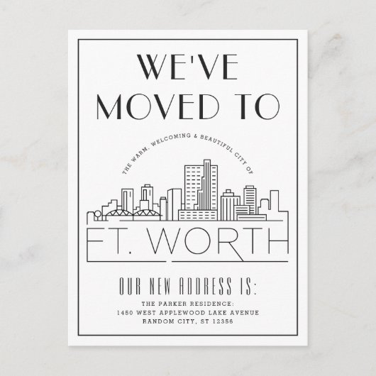 Fort Worth Modern Deco Skyline | Adres wijzigen Briefkaart (Voorkant)