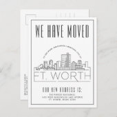 Fort Worth Moving Announge | Stijlvolle Skyline Briefkaart (Voorkant / Achterkant)