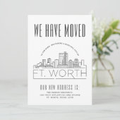 Fort Worth Moving Announge | Stijlvolle Skyline Kaart (Staand voorkant)