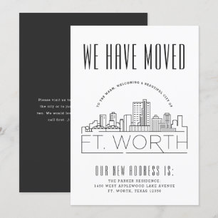 Fort Worth Moving Announge   Stijlvolle Skyline Kaart
