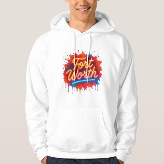 Fort Worth neon street-art spatontwerp Hoodie (Voorkant)