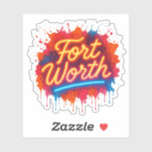Fort Worth neon street-art spatontwerp Sticker (Vel)