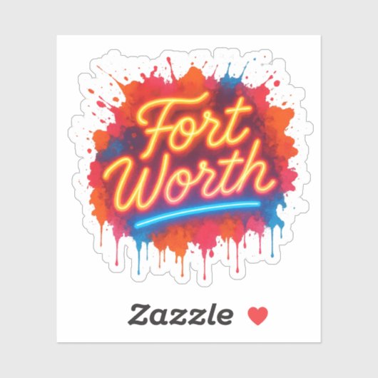 Fort Worth neon street-art spatontwerp Sticker (Vel)