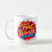 Fort Worth neon street-art splash design Koffiemok (Links)