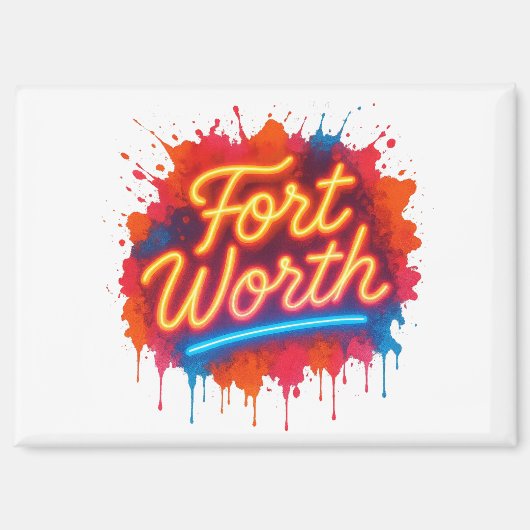 Fort Worth neon street-art splash design Magneet (Voorkant)