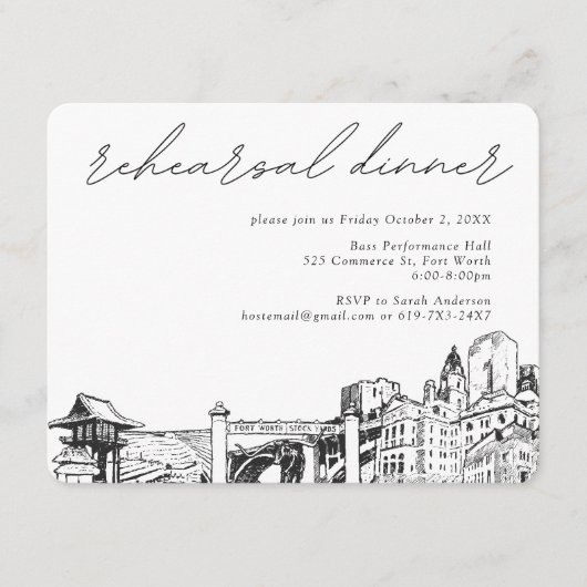 Fort Worth repetitie diner uitnodigen behuizing Ka Informatiekaartje (Voorkant)