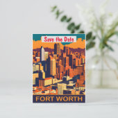 Fort Worth Silhouette Warme Trouw Uitnodiging (Staand voorkant)