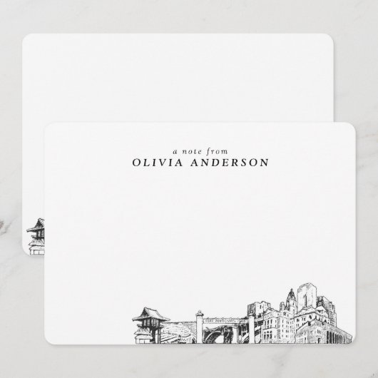 Fort Worth Skyline schets gepersonaliseerde notiti Notitiekaartje (Voorkant / Achterkant)